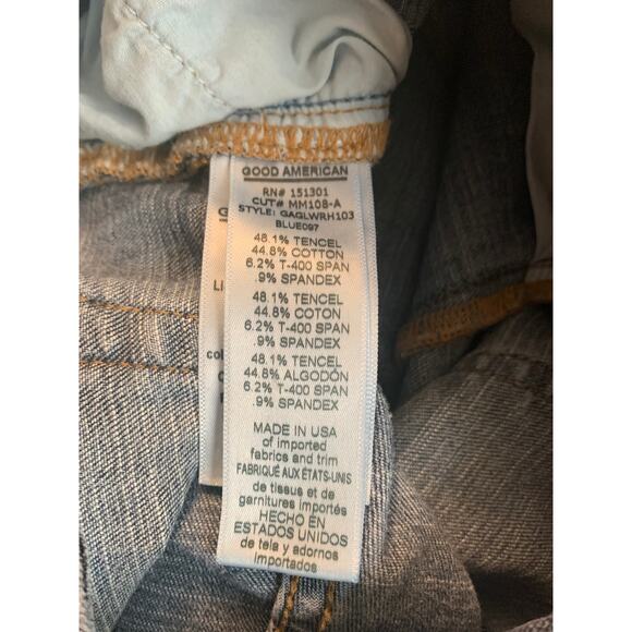 Good American Good Legs Distressed Raw Hem High Rise Skinny Straight Size 2 26 - Picture 10 of 12